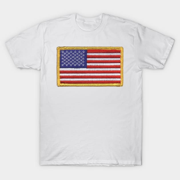 Embroidery American Flag Sticker T-Shirt by anacarminda